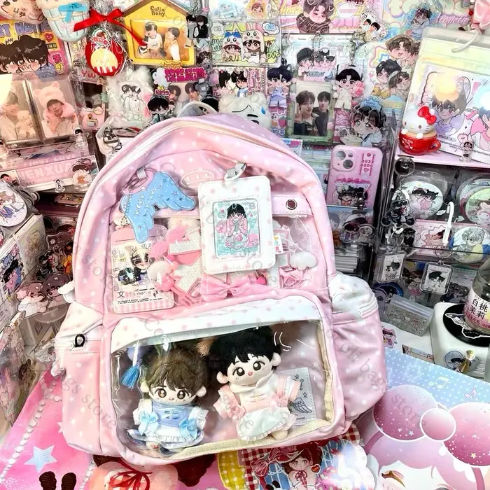 Kawaii sac à dos Ita sac imprimé sac d'école pour fille sacs à dos femme Itabag avec poche transparente sac