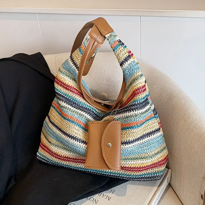 Sac fourre-tout tissé à la main grande capacité pour femme