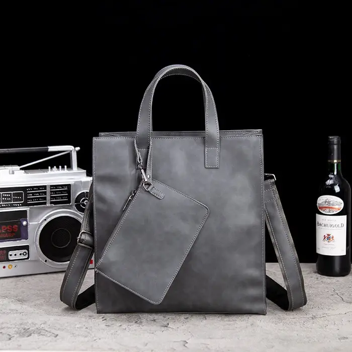 Sac fourre-tout vintage en cuir PU style vertical - Sac à bandoulière tendance pour homme, sac à l'épaule
