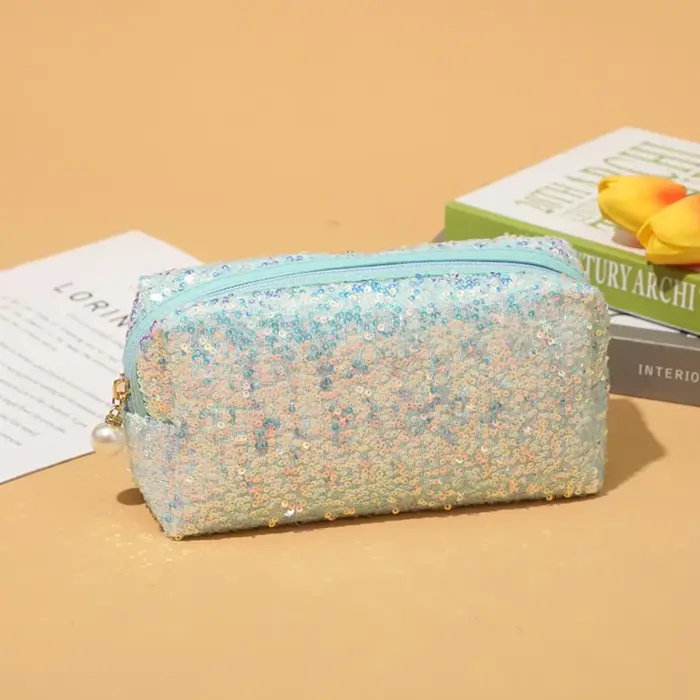 Mode paresseux maquillage pochette à fermeture éclair sacs à main paillettes haute capacité sac
