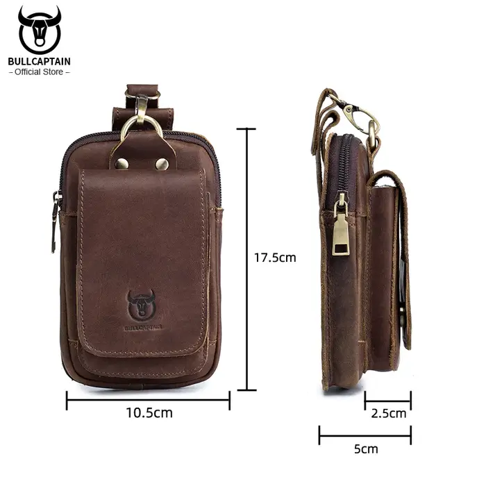 BULLCAPTAIN mode qualité en cuir petite pochette d'été crochet conception taille Pack sac étui à cigarettes 6