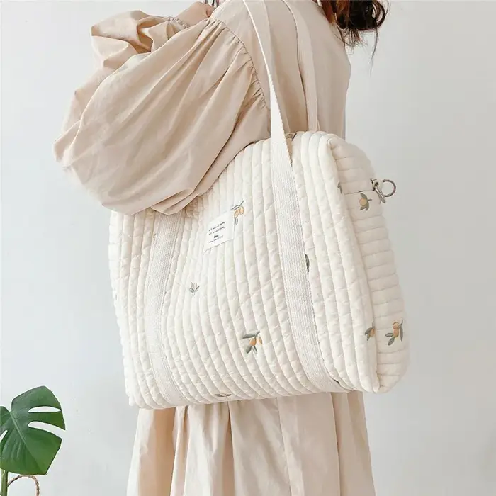 Sac à couches pour maman, sac à bandoulière Portable brodé, sac à couches matelassé pour poussette, 