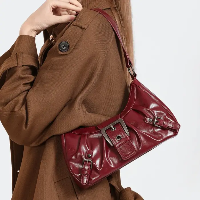 Y2K – sac à bandoulière Hobo plissé rétro pour femmes