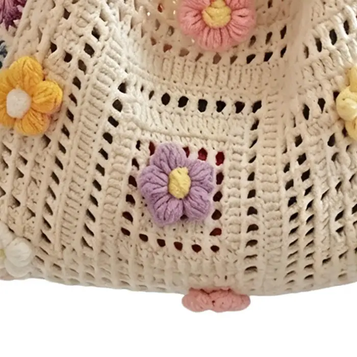Sac à main bohème en crochet avec fleurs