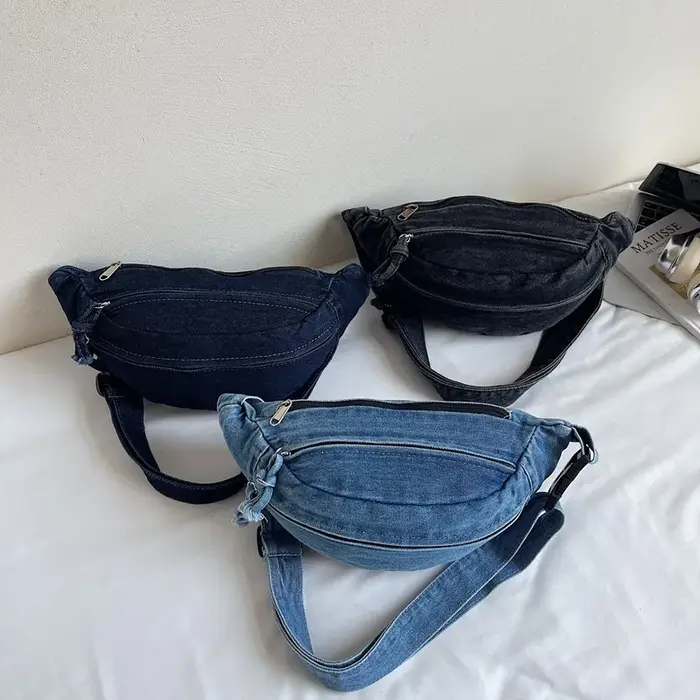 Sac bandoulière rétro en jean pour femme