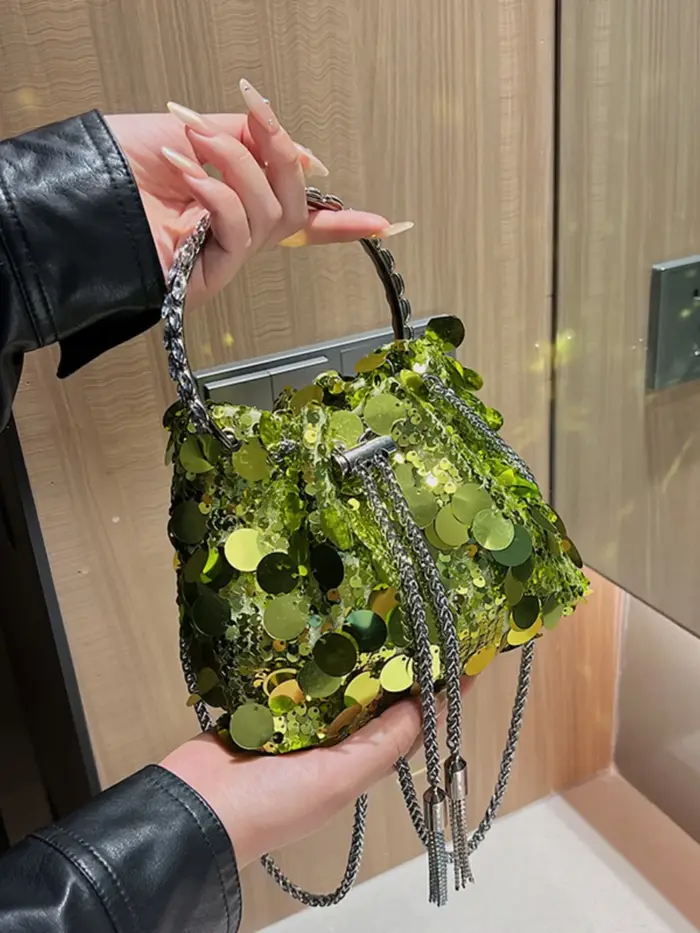 JOTassel-Sac à bandoulière à paillettes pour femme