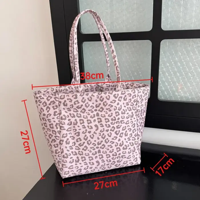Sac fourre-tout en toile imprimé léopard rose