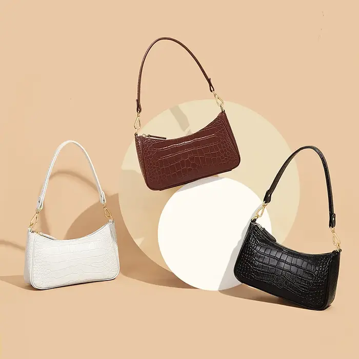 Sac sous les bras en cuir véritable pour femme