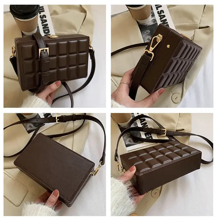 Sacs à main en cuir de style chocolat pour femmes