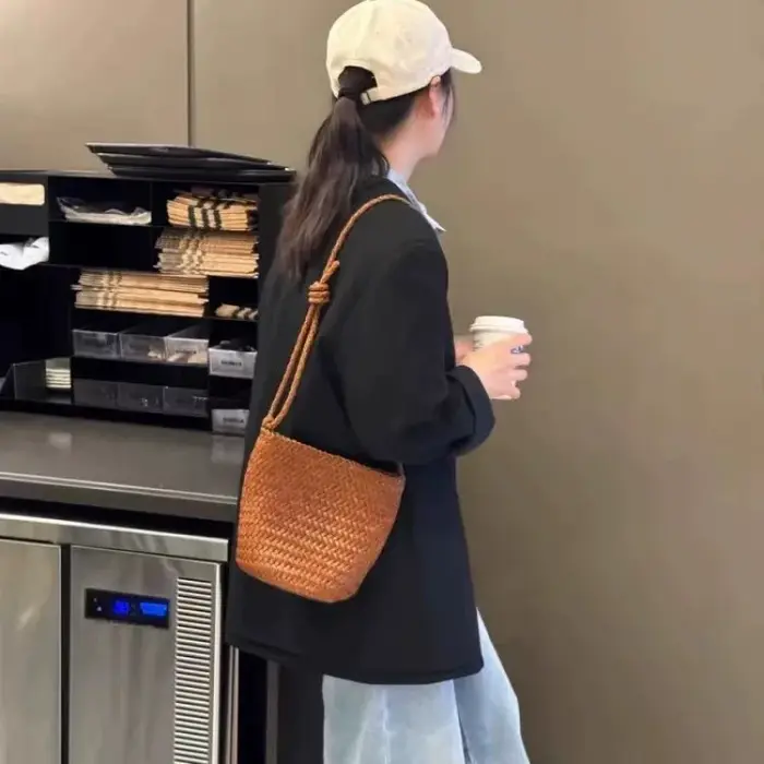 Sac à bandoulière coréen tissé à la main pour femme