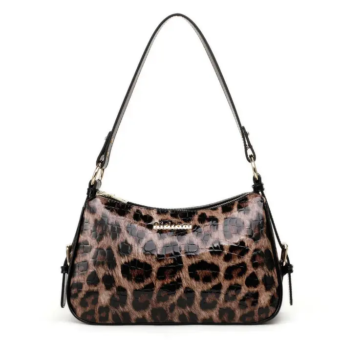 Sac Hobo en cuir verni motif léopard vintage pour femme