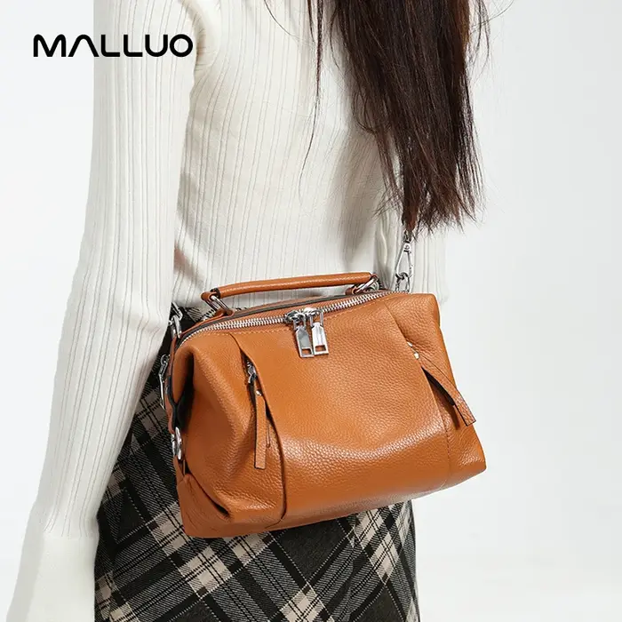 Sac à main en cuir de vachette véritable pour femme, sac à bandoulière monochrome pour femme, sac à