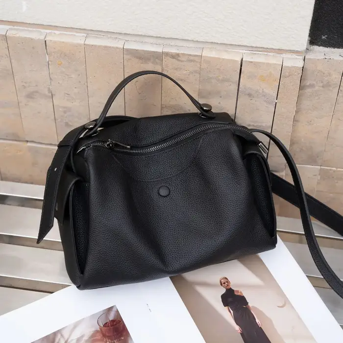 Boston Tote-Sac à main en cuir de vachette de grande capacité pour femme