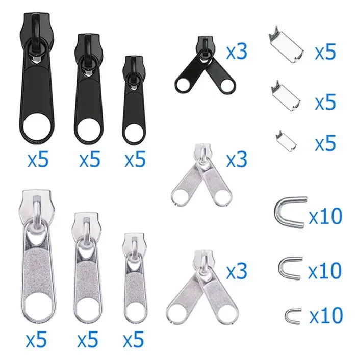 Kit de réparation de fermetures éclair 85 pièces/ensemble – Tête de curseur et tirette universels