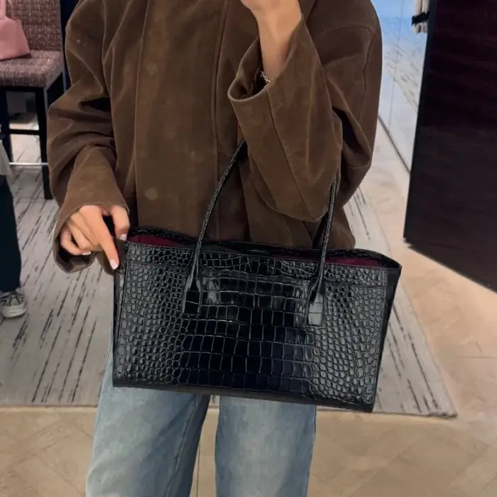Sac fourre-tout de luxe imprimé crocodile pour femme
