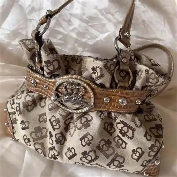 Sac à main de luxe pour femme avec rivets, sac à bandoulière Y2K pour filles orné de clous métalliqu