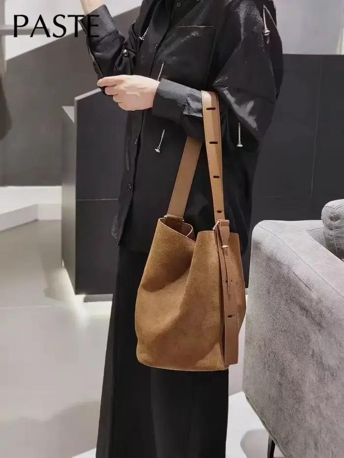 Sac à main en cuir de vachette suédé pour femme