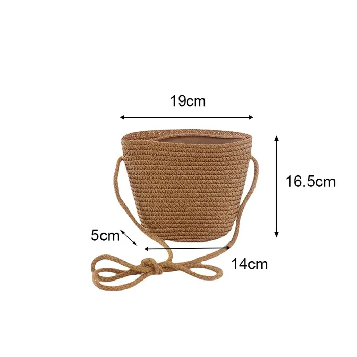 Sac en paille tissé de couleur unie