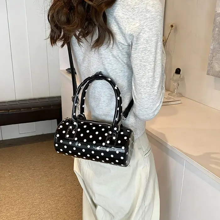 Sac à main en cuir PU à pois