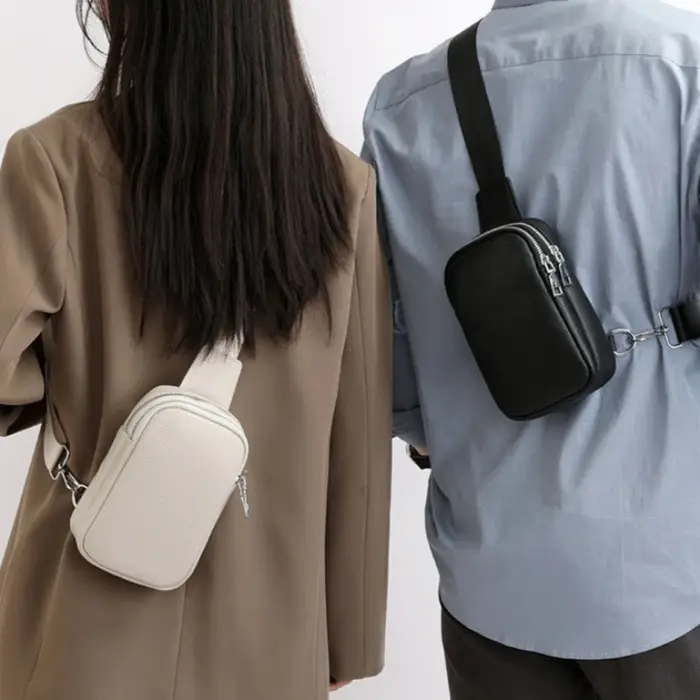 Sac de Poitrine en Cuir Véritable de Luxe pour Femme