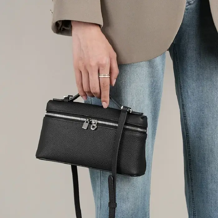 Sac à bandoulière en grain de litchi, sens de niche Premium, boîte à déjeuner simple, sac pour femme
