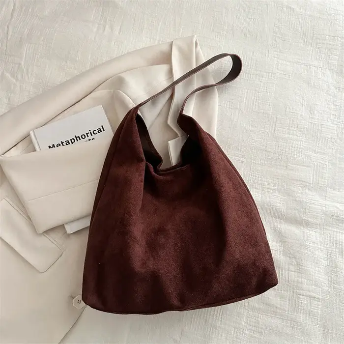 Sac à main en Faux daim pour femmes, sac à main Simple de grande capacité, sac à bandoulière sous le