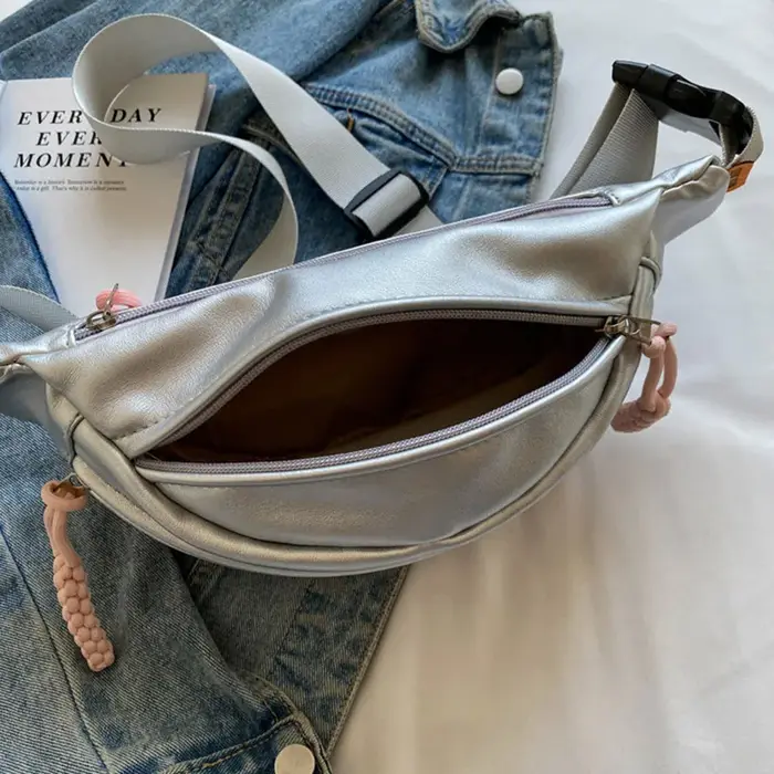 Sac de poitrine tendance en argent pour femmes