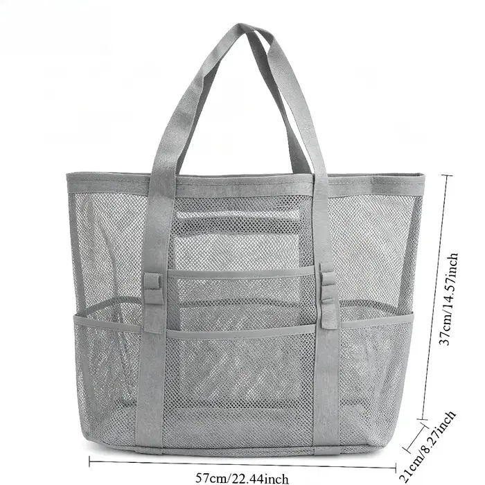 Grand sac de plage, sac à sable en filet haute capacité, sac de piscine pour jouets, idéal pour les 