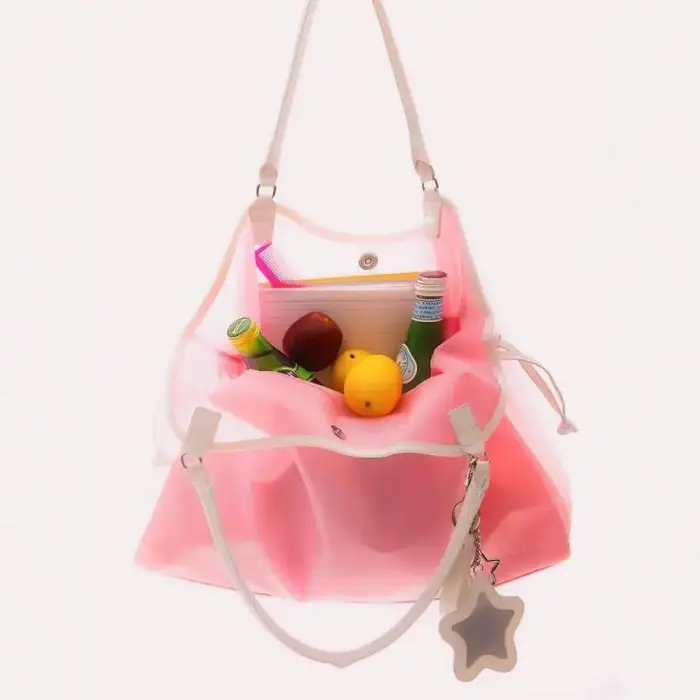 Sac à main transparent en PVC couleur bonbon