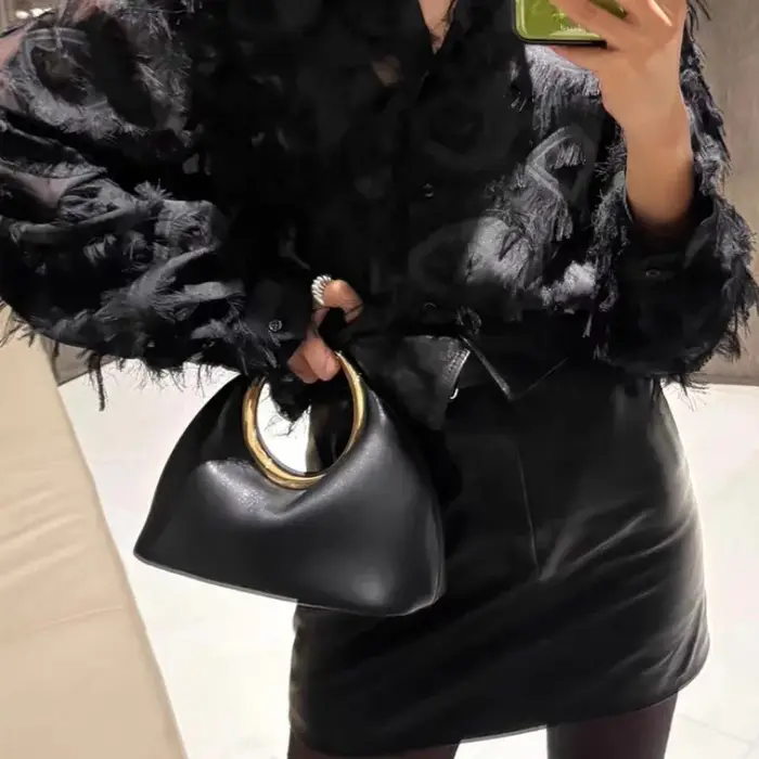 2026 Petit sac à main tendance en cuir végétalien avec poignée supérieure