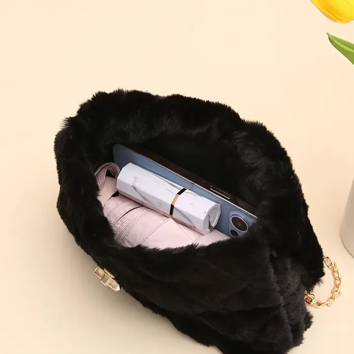 sac à bandoulière en fausse fourrure