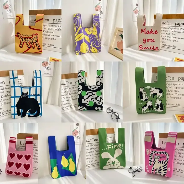 Sac à main en tricot de chat pour filles