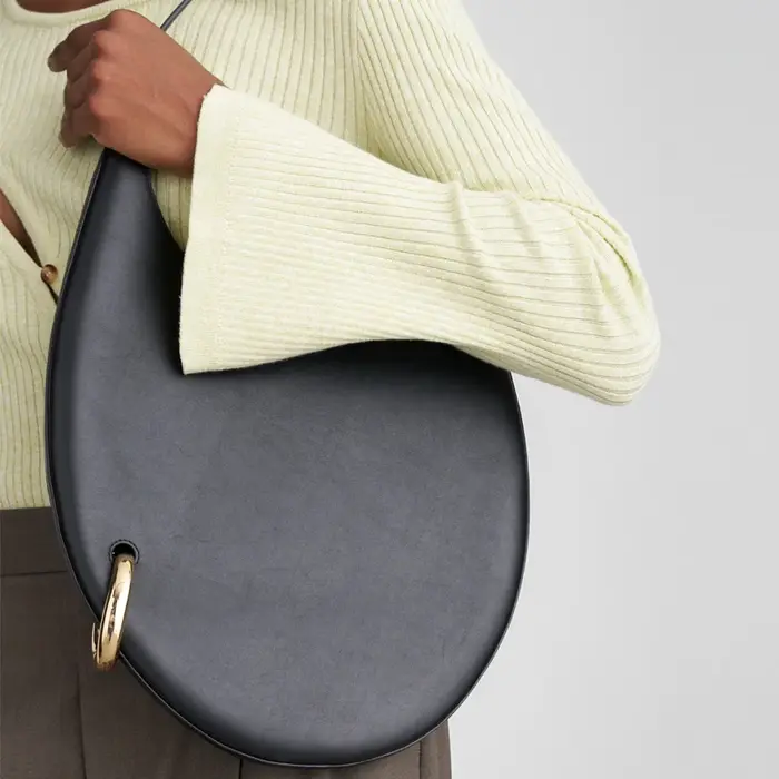 Sacs à main demi-lune fins en cuir véritable personnalisés avec initiales pour femmes sacs à main et
