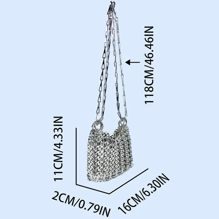 Sac argenté brillant tissé à la main