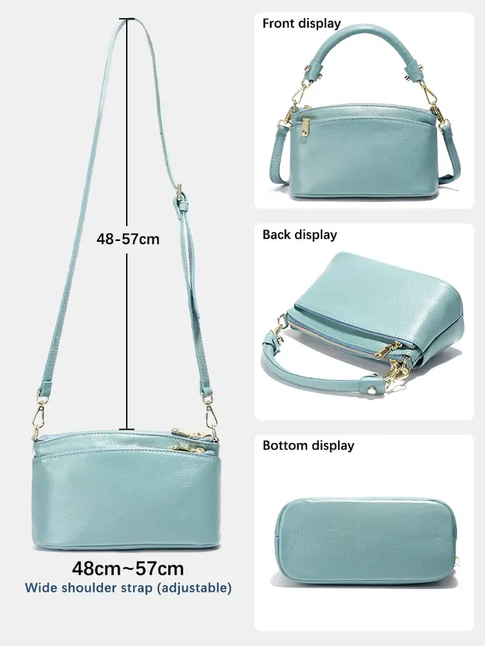 Zency femmes bleu rouge Sac souple en cuir véritable fermeture éclair