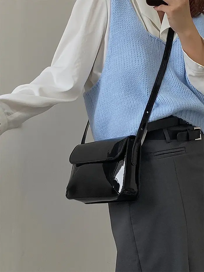 Sac bandoulière tendance en cuir verni pour femme, sac à bandoulière en cuir PU pour téléphone, peti