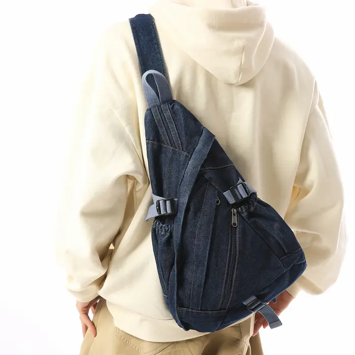 Sac à bandoulière en denim délavé vintage pour homme et femme