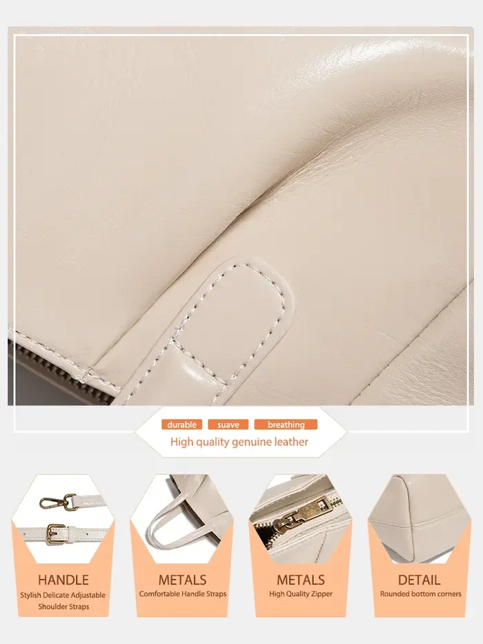 Sac à main en cuir véritable pour femme Zency, petit sac à bandoulière blanc de haute qualité, sac à