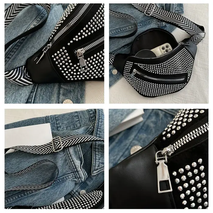 Sacs à bandoulière cloutés en strass pour dames