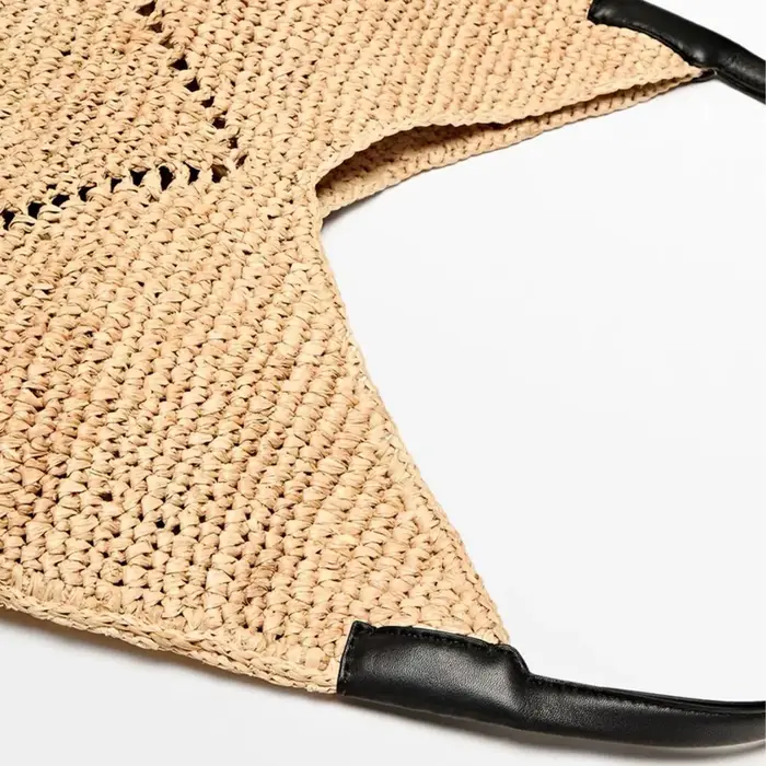 Grand sac à bandoulière en raphia tressé pour femme