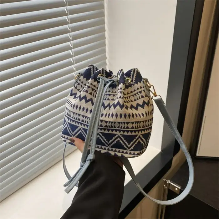 Sac à main en tissu de lin pour femme, sac à bandoulière floral, style ethnique, mode, E27
