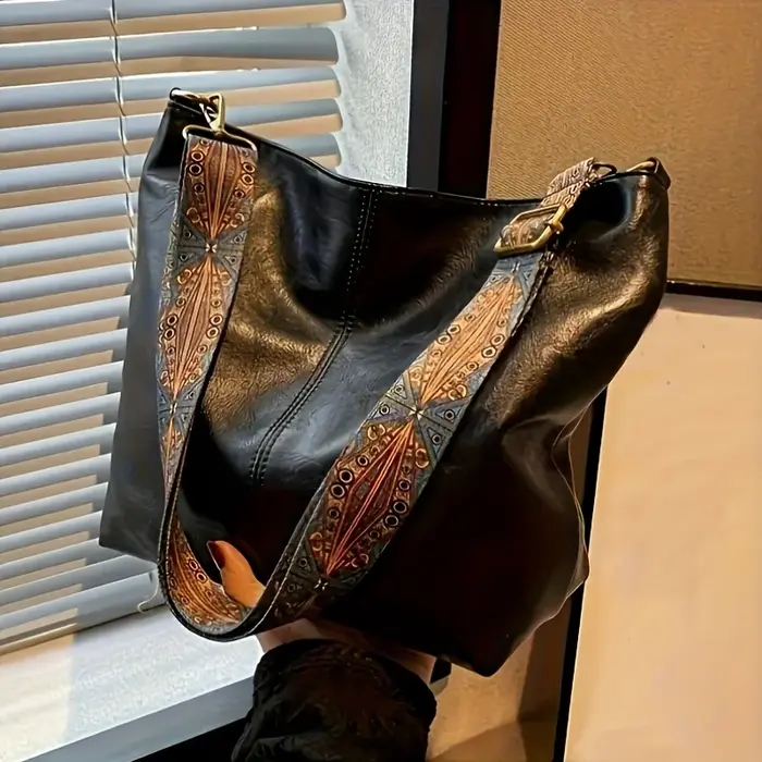 Sac à bandoulière de grande capacité de Style bohème pour femmes, sac à bandoulière Vintage à large 