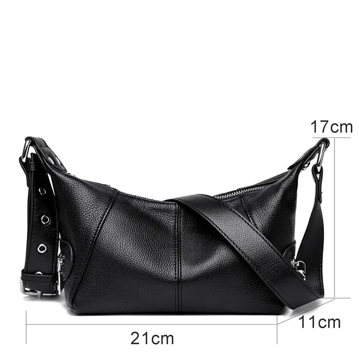 Sac bandoulière en cuir véritable pour femme, sac décontracté portable à porter sous le bras, style 