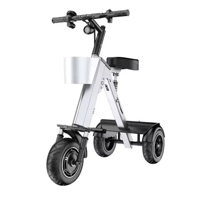 Mini tricycle électrique pour adulte, pliable, avec panier, 36V, 450W, 4 roues, léger, voyage, avec