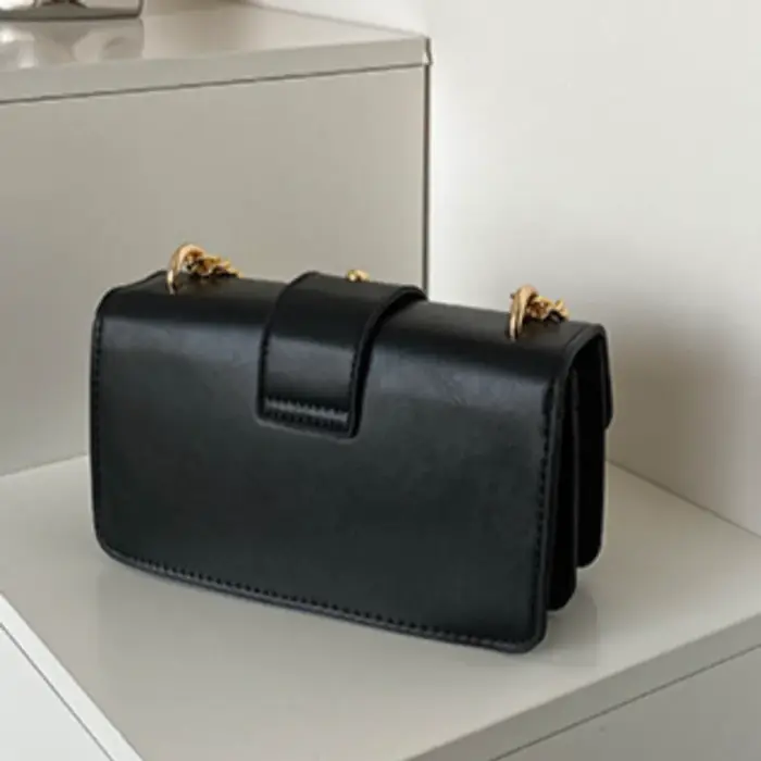 Sac à bandoulière double chaîne pour femme, sac à rabat rétro en cuir PU, sac à main décontracté pou