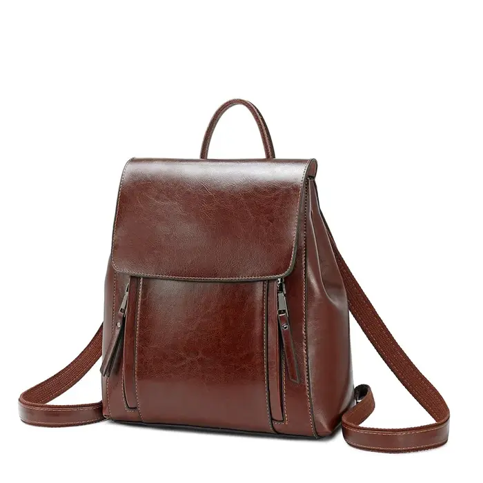 Femmes sac à dos bandoulière sac à bandoulière en cuir véritable filles école femme peau naturelle l