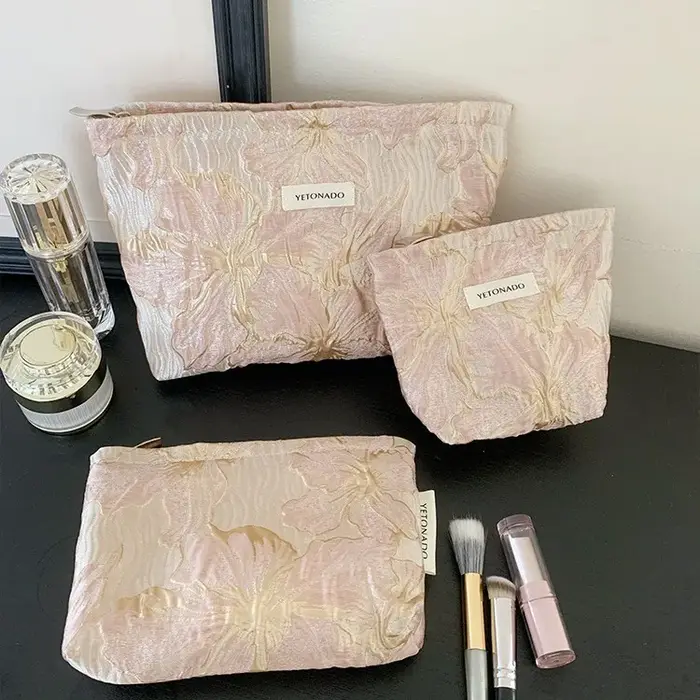 L/M/S relief Jacquard sacs de maquillage femmes sac cosmétique femme pochette trousse de toilette