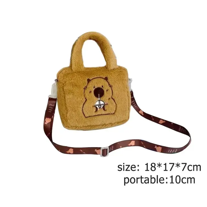 Kawaii Capybara sac à dos en peluche pour femmes polyvalent dessin animé drôle Capibala sac à bandou