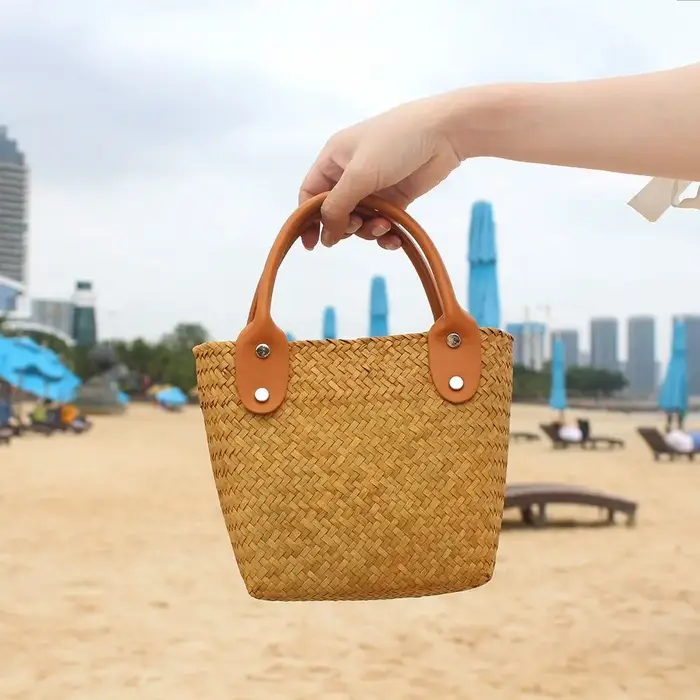 Sac à main tissé en paille pour femme