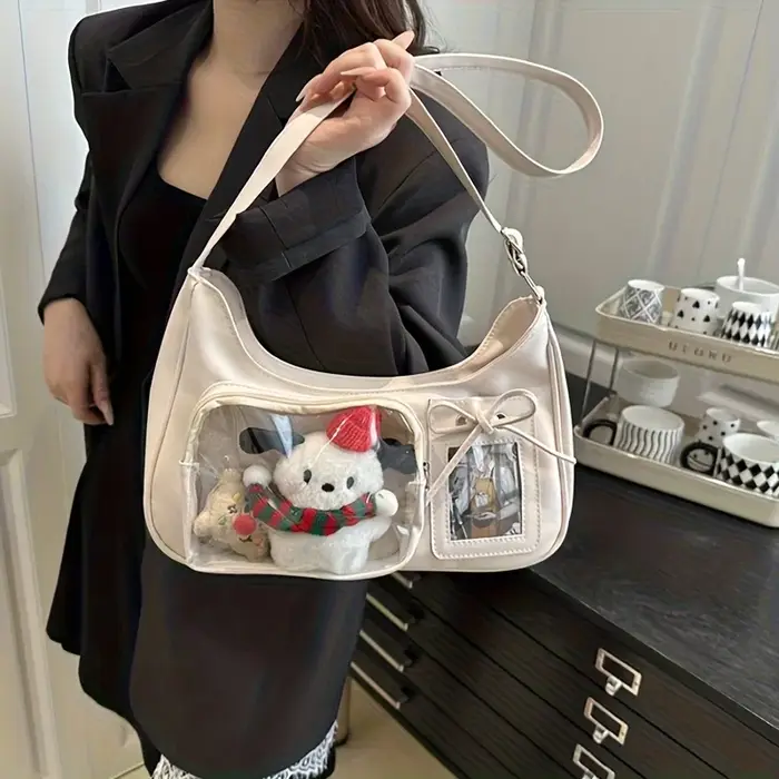 Sac messager transparent tendance | Sac à main pour femme - Sac bandoulière en similicuir synthétique rouge - avec